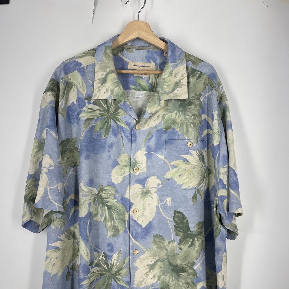 Tommy Bahama Mens Silk Tropical Leaf Camp Shirt Original Fit Jacquard Size 3XL - Picture 3 of 13